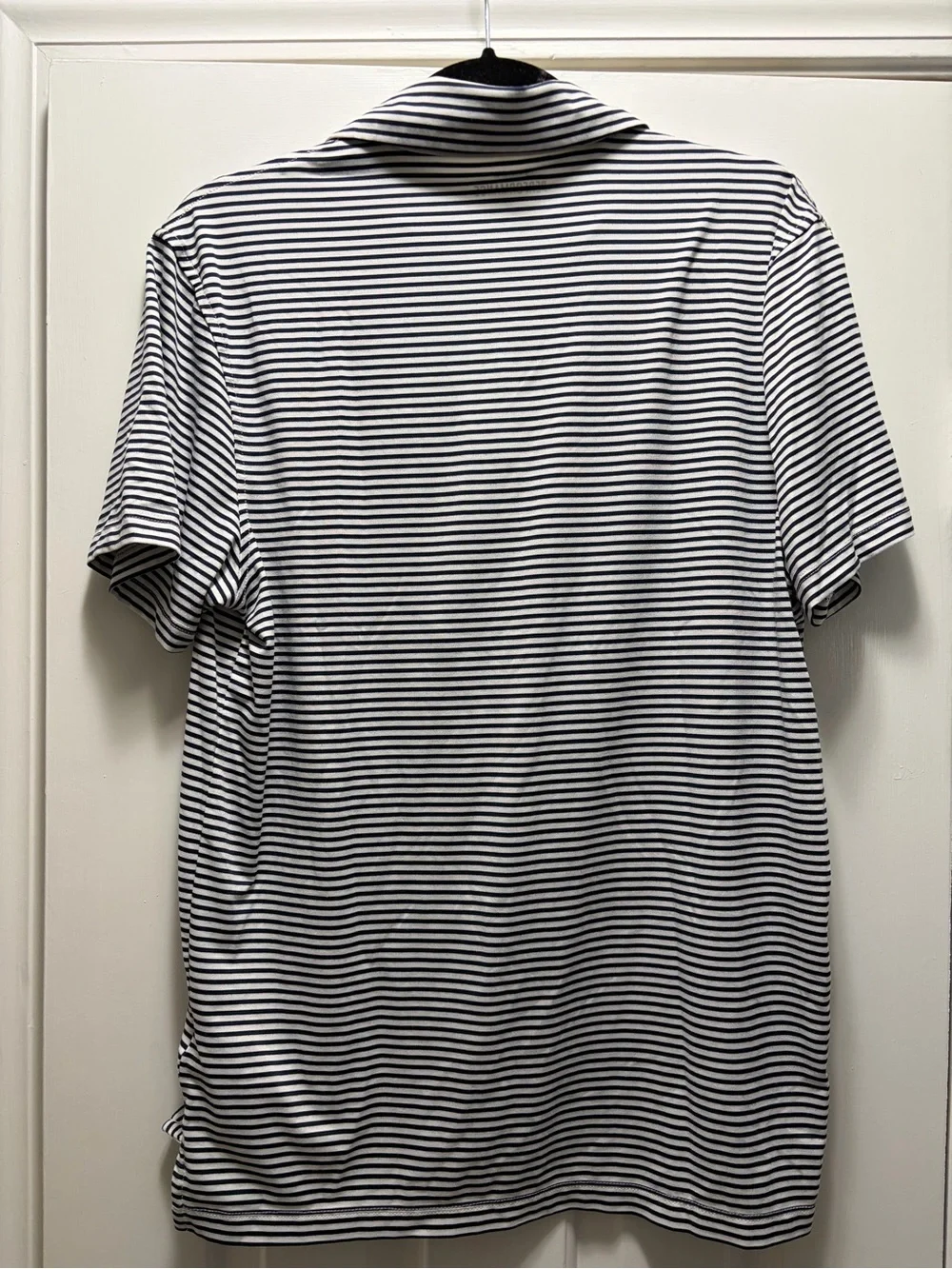 J. Crew Performance Black and White Striped Polo